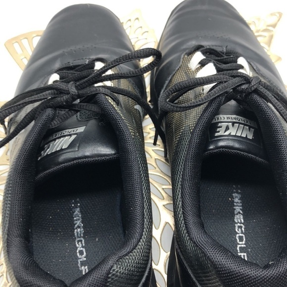 Men’s Nike Golf Shoes Black with Silver Swish Size 9.5 - Picture 7 of 9